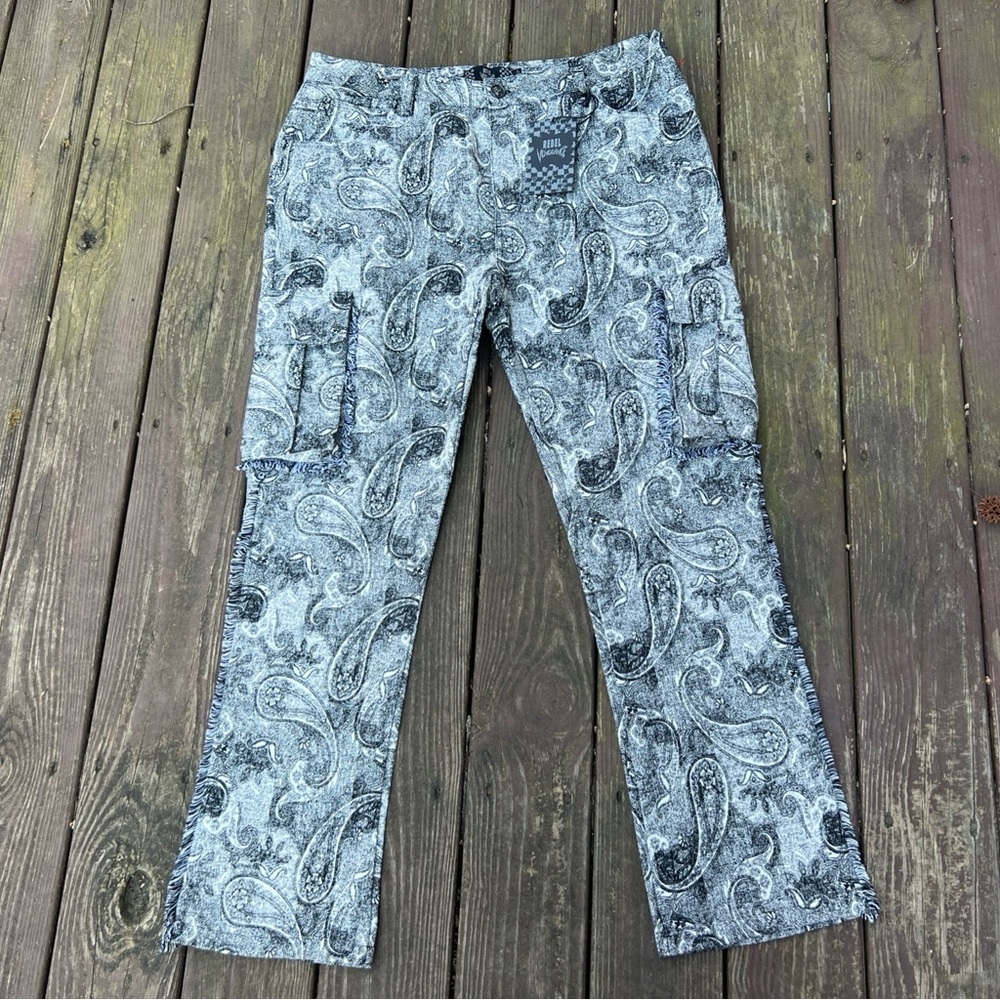 Rebel Vengeance Men’s Cargo Pants Paisley Bandanna Tapestry Streetwear|Size:36